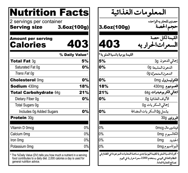 Nutrition Facts Gujrati Kachori Papad